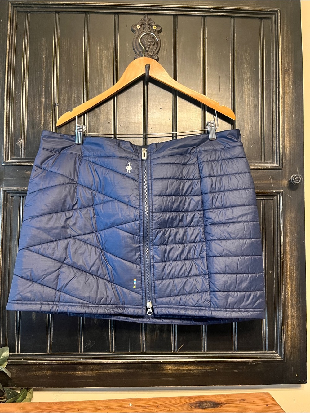 Smartwool Navy Quilted Front-Zip Mini Skirt
